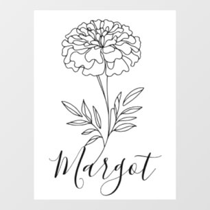 Personalised Name October Marigold Birth Flower 