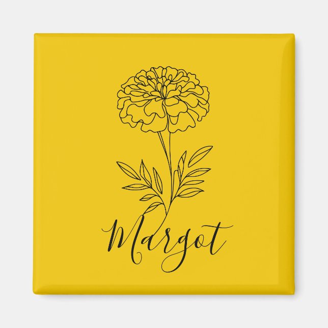 Personalised Name October Marigold Birth Flower  Magnet (Front)
