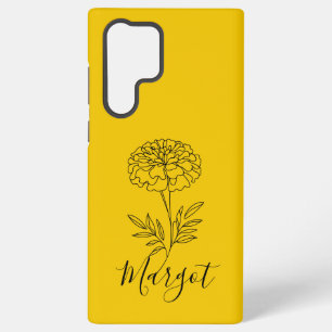 Personalised Name October Marigold Birth Flower Samsung Galaxy Case
