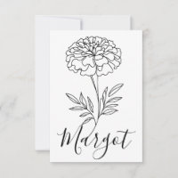 Personalised Name October Marigold Birth Flower
