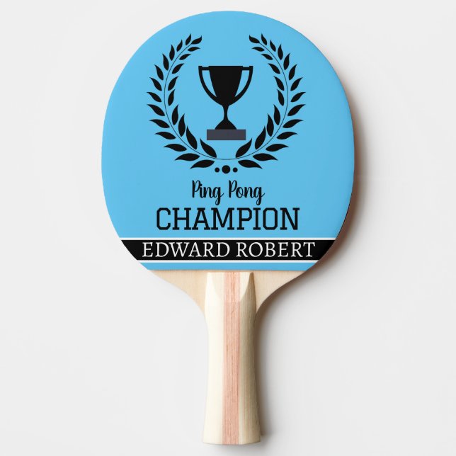 Personalised Name of Ping pong Champion Typography Paddle (Front)