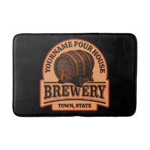 Personalised NAME Old Oak Barrel Beer Keg Brewery Bath Mat