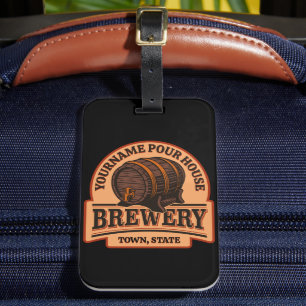 Personalised NAME Old Oak Barrel Beer Keg Brewery Luggage Tag