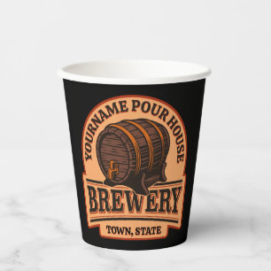 Personalised NAME Old Oak Barrel Beer Keg Brewery  Paper Cups