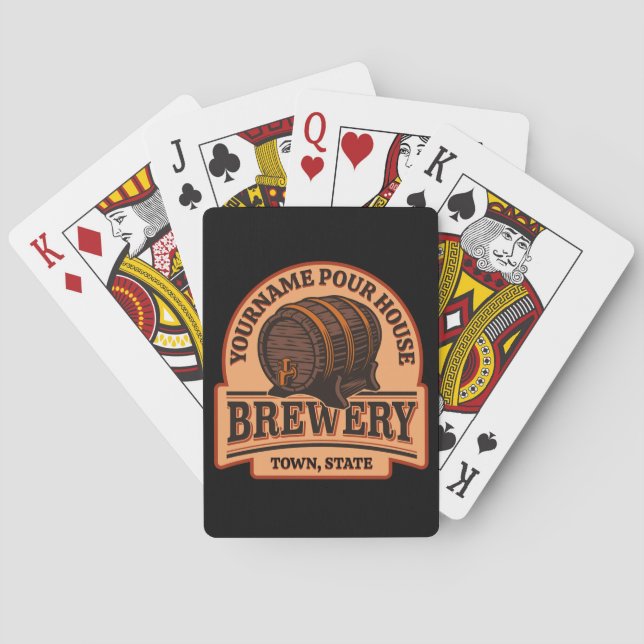 Personalised NAME Old Oak Barrel Beer Keg Brewery Playing Cards (Back)