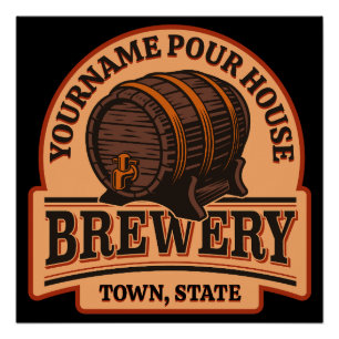 Personalised NAME Old Oak Barrel Beer Keg Brewery  Poster