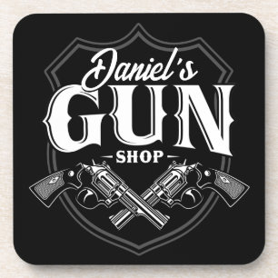 Personalised NAME Old Revolvers Gun Shop Firearms Coaster