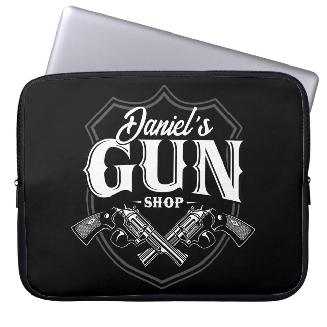 Personalised NAME Old Revolvers Gun Shop Firearms  Laptop Sleeve (Front)