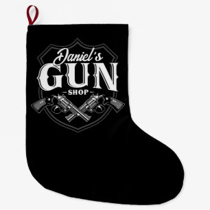 Personalised NAME Old Revolvers Gun Shop Firearms Large Christmas Stocking