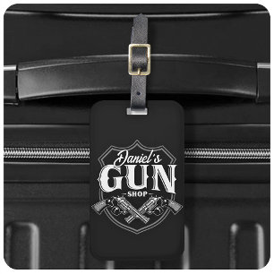 Personalised NAME Old Revolvers Gun Shop Firearms  Luggage Tag