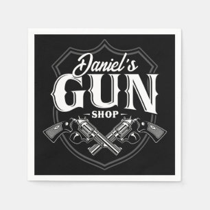 Personalised NAME Old Revolvers Gun Shop Firearms  Napkin