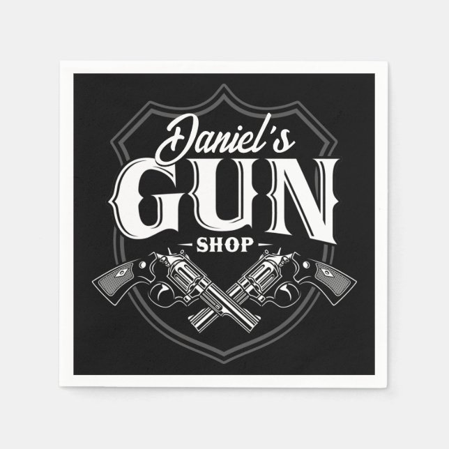 Personalised NAME Old Revolvers Gun Shop Firearms  Napkin (Front)