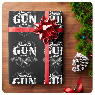 Personalised NAME Old Revolvers Gun Shop Firearms Wrapping Paper