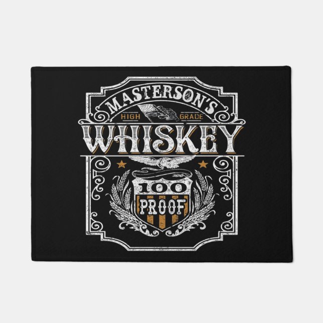 Personalised NAME Old West Whiskey Brewery Bar Doormat (Front)