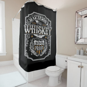 Personalised NAME Old West Whiskey Brewery Bar Shower Curtain