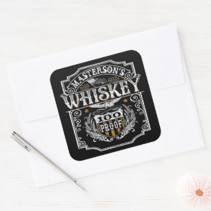 Personalised NAME Old West Whiskey Brewery Bar Square Sticker