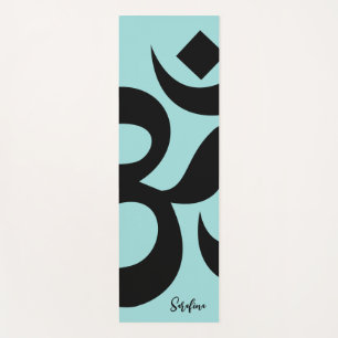 Personalised Name & Om Symbol Blue Green Yoga Mat