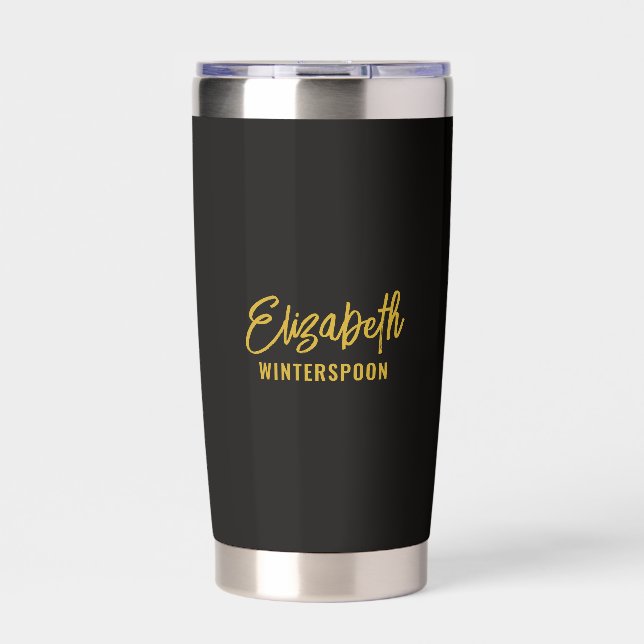 Personalised Name on Raven Black Insulated Tumbler (Front)