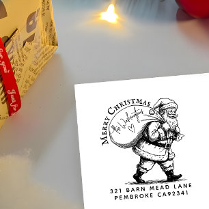Personalised Name on Santa's Sack Return Address Rubber Stamp