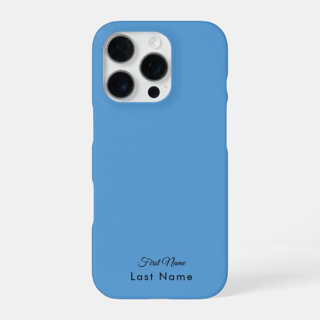 Personalised Name on Simple Soft Blue Solid Colour iPhone Case (Back)