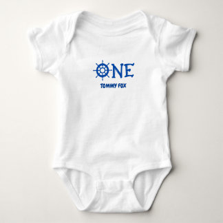 Personalised Name One Print Boat Whell  Baby Bodysuit