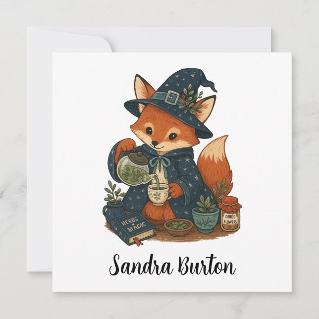 Personalised Name or Text with Fox Herbal Tea  Invitation (Front)