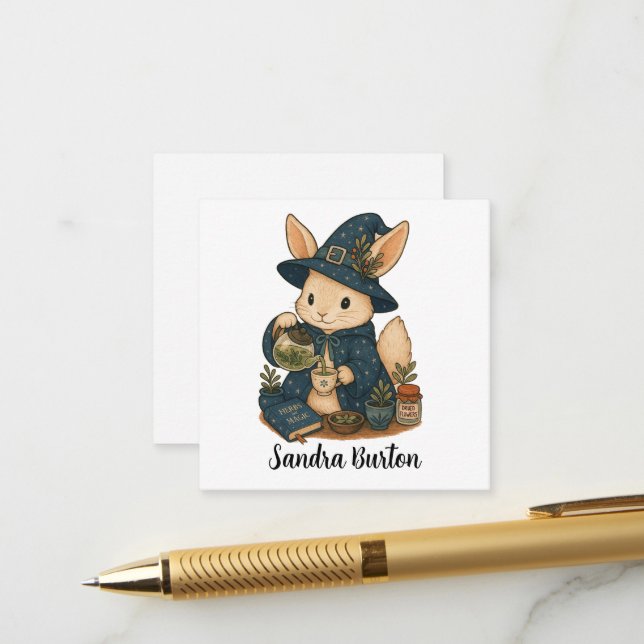 Personalised Name or Text with Rabbit Herbal Tea  Enclosure Card (Front/Back In Situ)