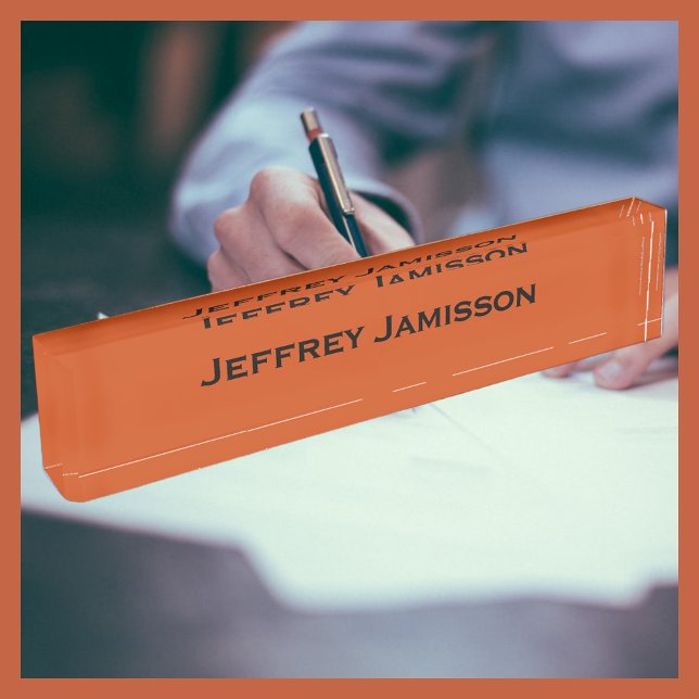 Personalised Name Orange Acrylic Nameplate (Creator Uploaded)
