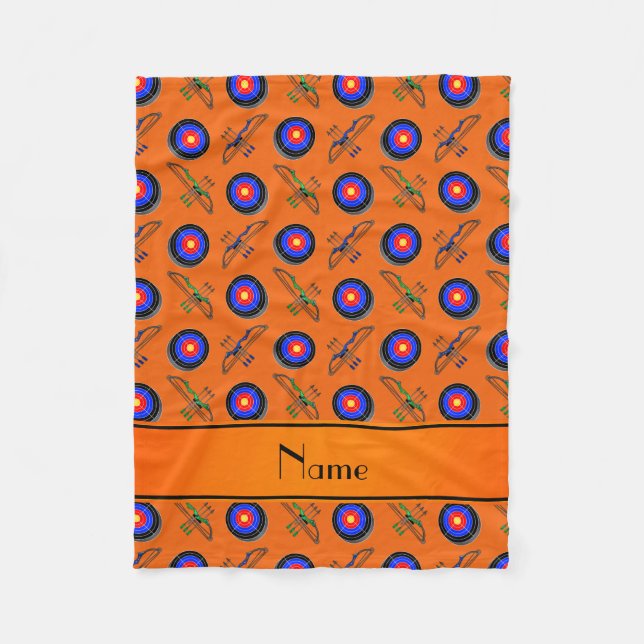 Personalised name orange archery fleece blanket (Front)