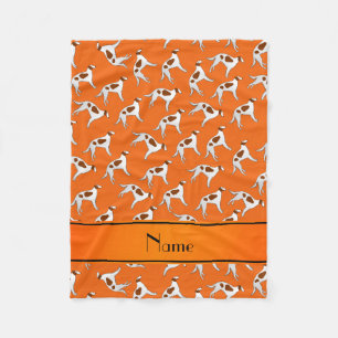 Personalised name orange borzoi dog pattern fleece blanket