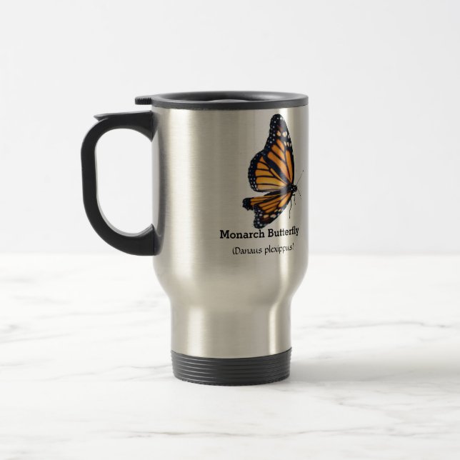 Personalised Name Orange Butterfly Travel Mug (Left)