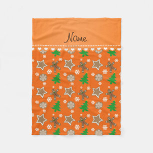 Personalised name orange christmas cookies fleece blanket
