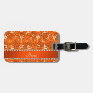 Personalised name orange damask gymnastics luggage tag