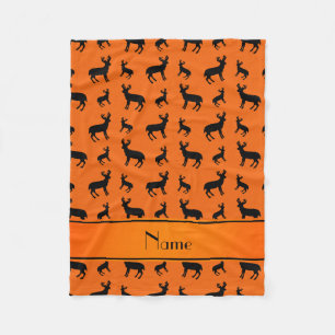 Personalised name orange deer orange stripe fleece blanket