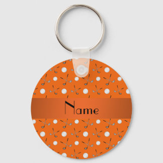 Personalised name orange golf balls key ring