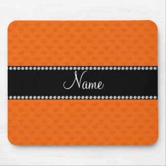 Personalised name orange hearts mouse pad