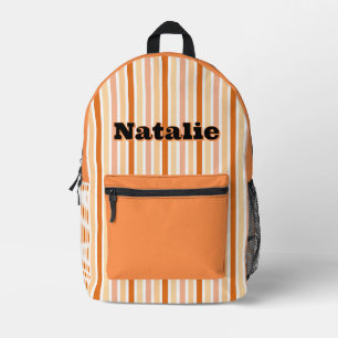 Personalised Name ORANGE LINE STRIPES Printed Backpack