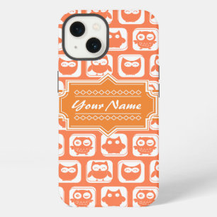 Personalised Name Orange Owls N1 iPhone 13 Case