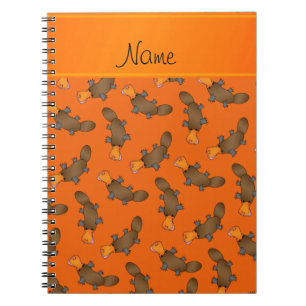 Personalised name orange platypus pattern notebook