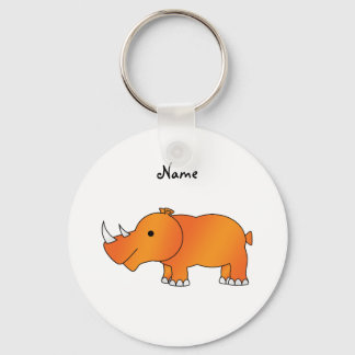 Personalised name orange rhino key ring