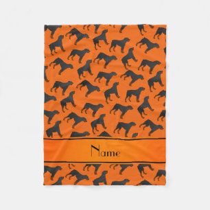 Personalised name orange rottweiler dog pattern fleece blanket