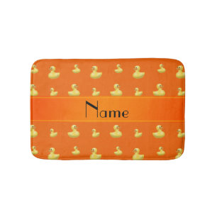 Personalised name orange rubber duck pattern bath mat