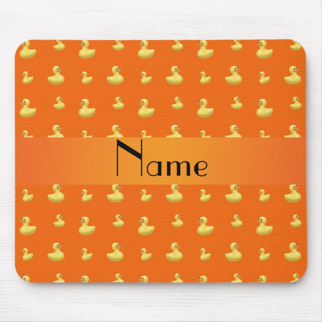 Personalised name orange rubber duck pattern mouse pad (Front)