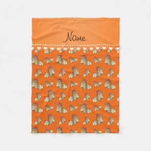 Personalised name orange shih tzu dogs fleece blanket