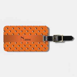 Personalised name orange soccer balls luggage tag