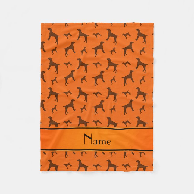 Personalised name orange Vizsla dogs Fleece Blanket (Front)
