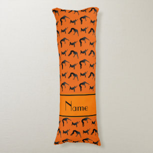 Personalised name orange wrestling silhouettes body cushion