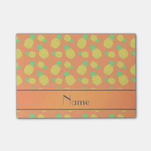 Personalised name orange yellow pineapples post-it notes