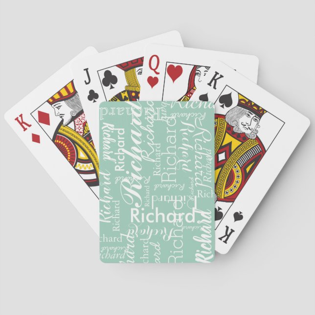 Personalised Name Pale Blue Playing Cards (Back)