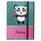 Personalised name panda cupcake turquoise glitter